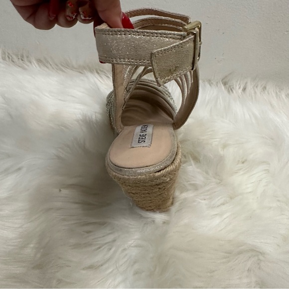 Steve Madden Garden Espadrille Platform Wedge Strappy Rhinestone Sandals Sz 8.5 - Picture 8 of 16